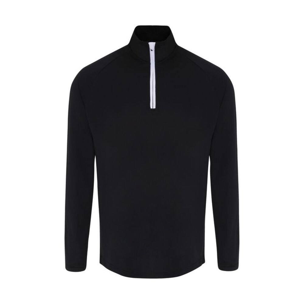 TriDri Mens Long Sleeve Performance Quarter Zip Top / Black/White